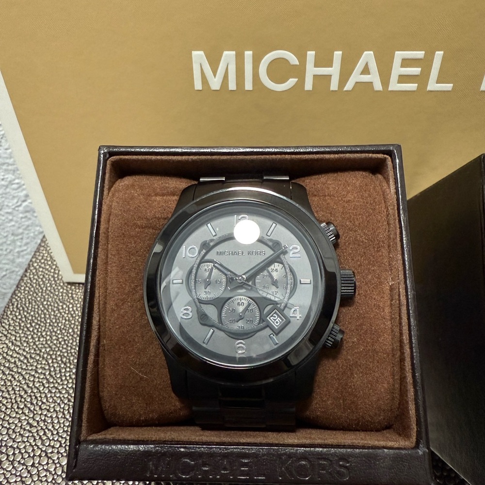 Michael Kors Black Oversized Runway Chronograph Watch